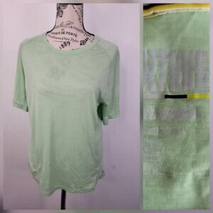 Smartwool Active Ultralite T Shirt Womens Medium Green Logo V Neck Raglan Sleeve